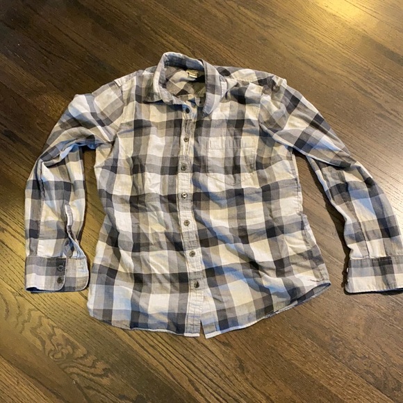 J. Crew Tops - J. Crew Black Gray Plaid Button Shirt M EUC